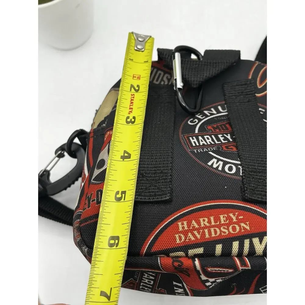 Harley Davidson Mini Crossbody Bag Canvas Logo Print Pre-Luxe 6x5 Biker - Picture 6 of 6
